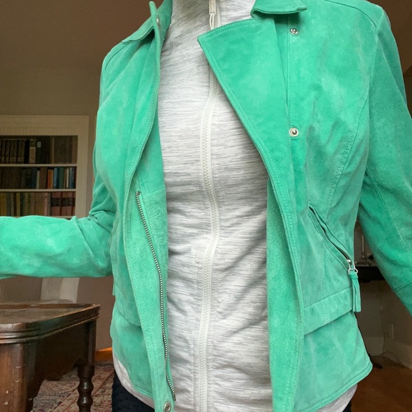 St Patrick’s day green Olsen genuine leather jacket - Picture 1 of 6